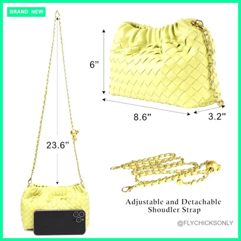 Woven Faux Leather Hobo Bag with Adjustable Strap, Crossbody Clutch Purse